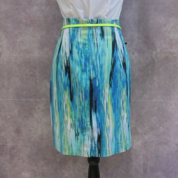 Worthington Petite Blue Lime Pencil Skirt 16P - Picture 3 of 5
